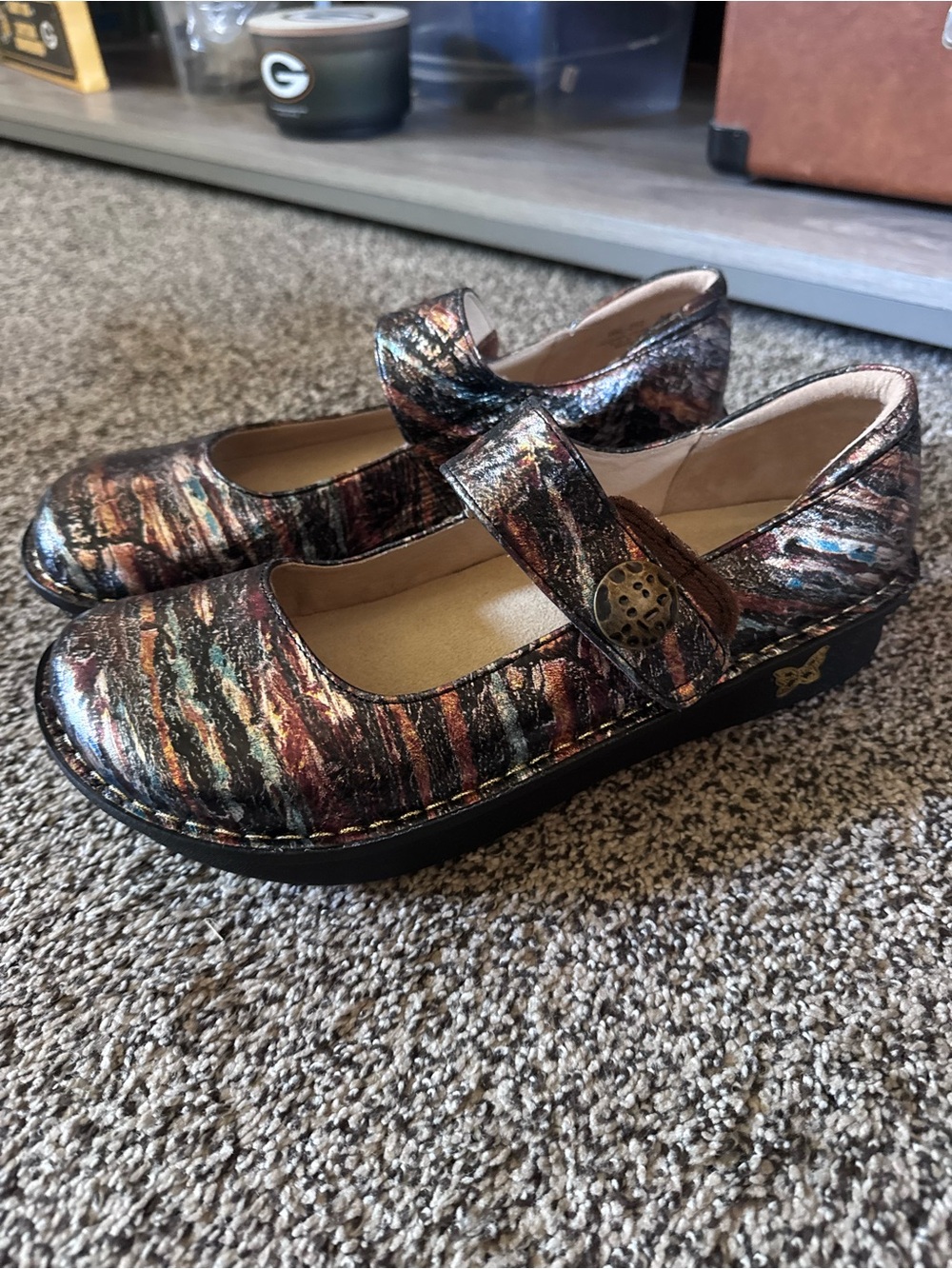 Alegria Metallic Multi-Color Mary Jane Shoes with Strap